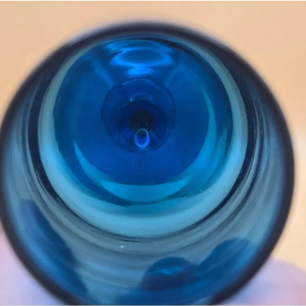 VTG 1970's Italian Blue Glass Footed Tulip Vase/Glass